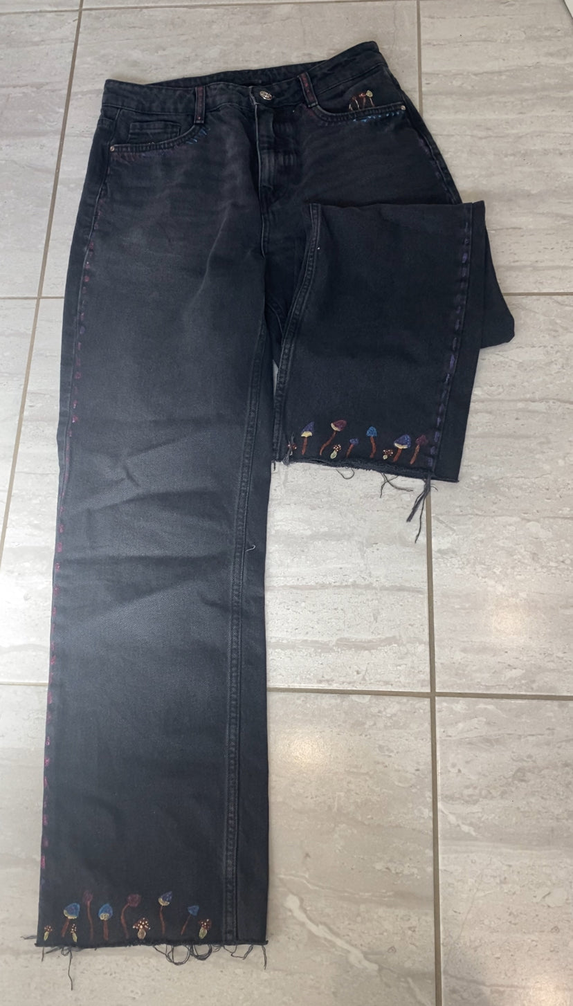 Painted mushroom jeans
