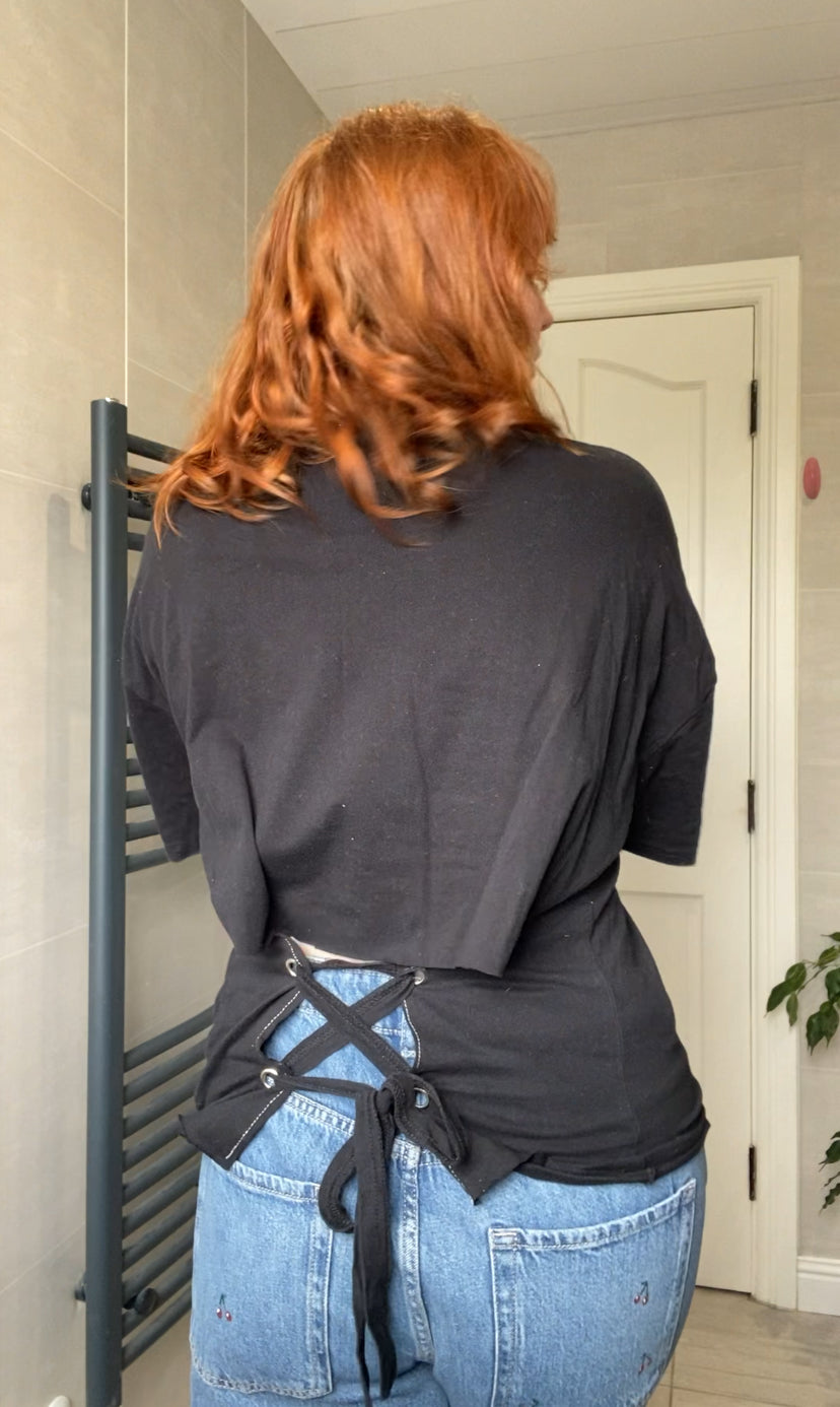 Corset style black t shirt