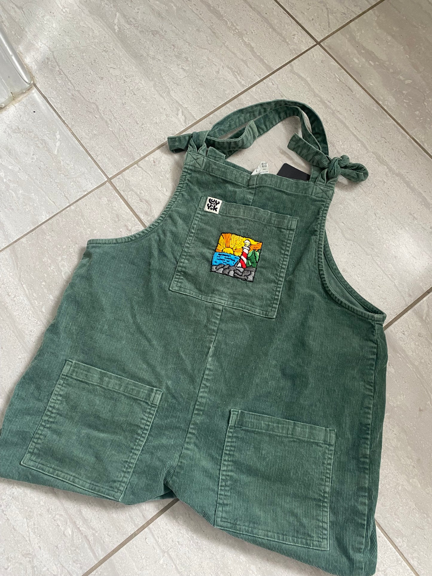 Dungarees upcycled tote bag