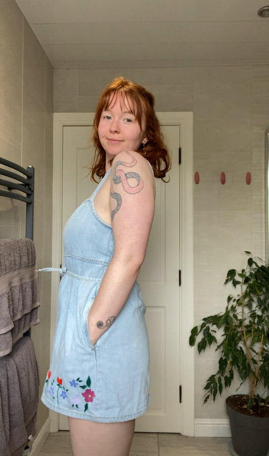 Play suit with hand painted flowers