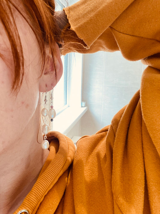 3 Pearl Dangly Earrings