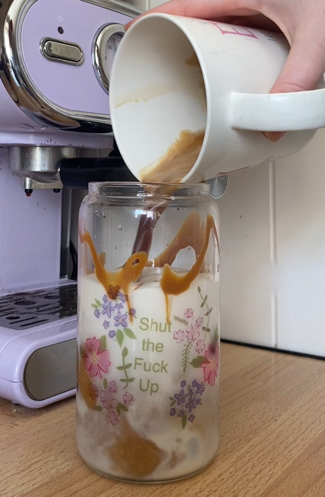 Shut the F up Flowery Glass Tumbler
