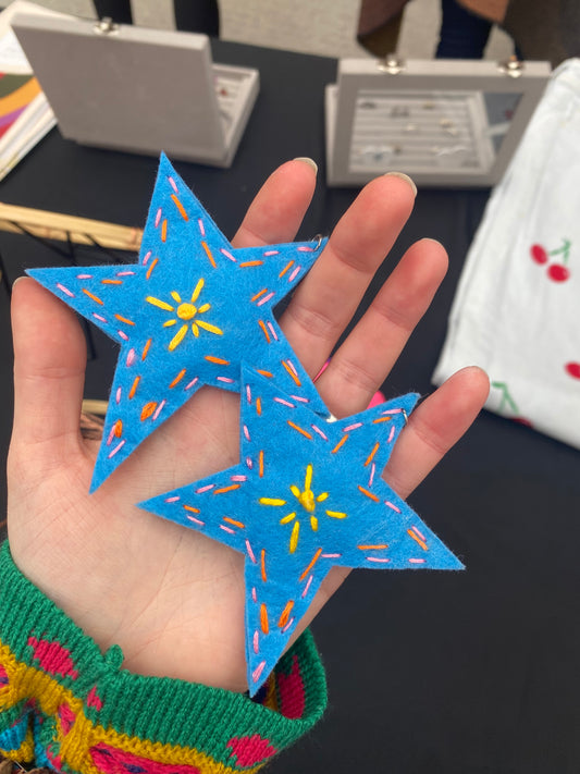 Embroidered Star Earrings