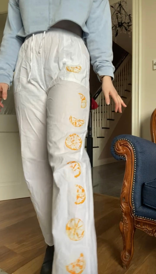 Orange printed trousers