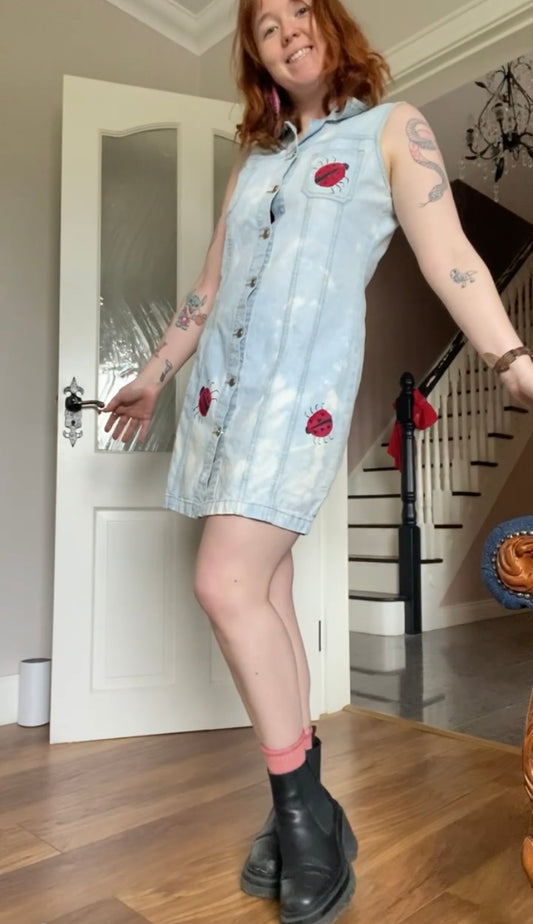 Denim ladybug dress