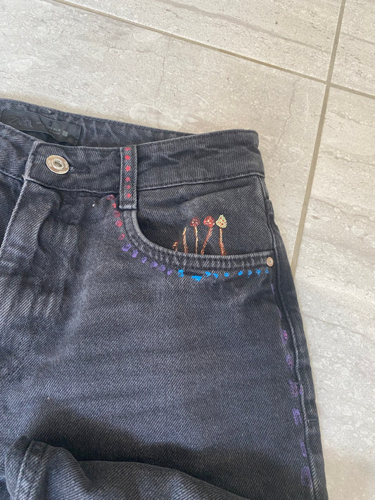Painted mushroom jeans