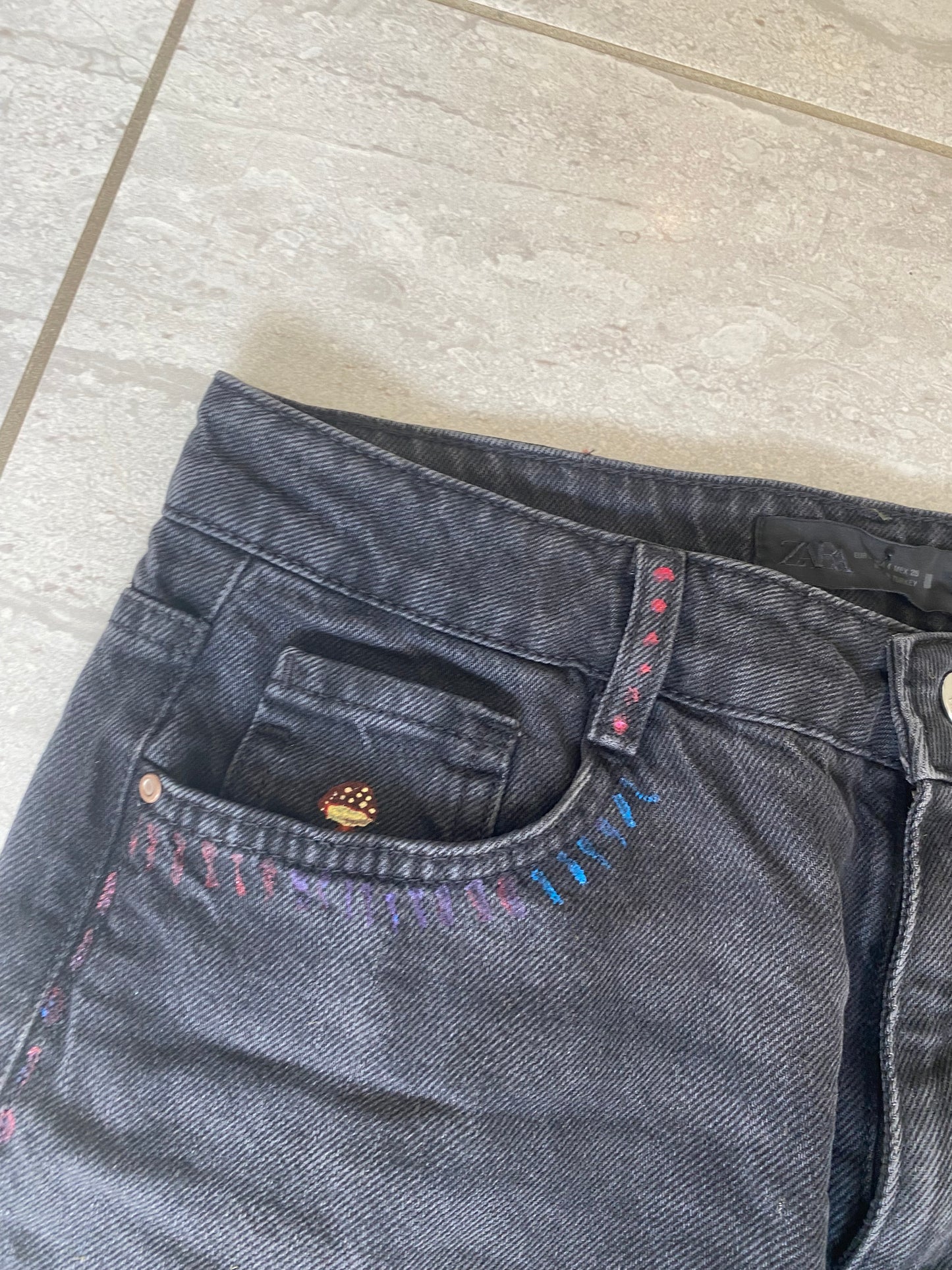 Painted mushroom jeans