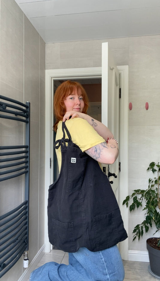 Black tote bag upcycled from Dungarees