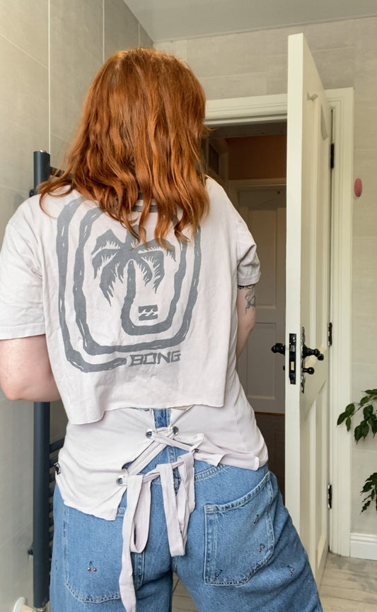 Billabong corset style upcycled t shirt