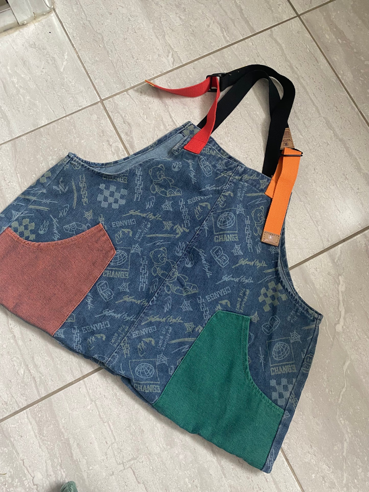 Multicolour dungaree tote bag