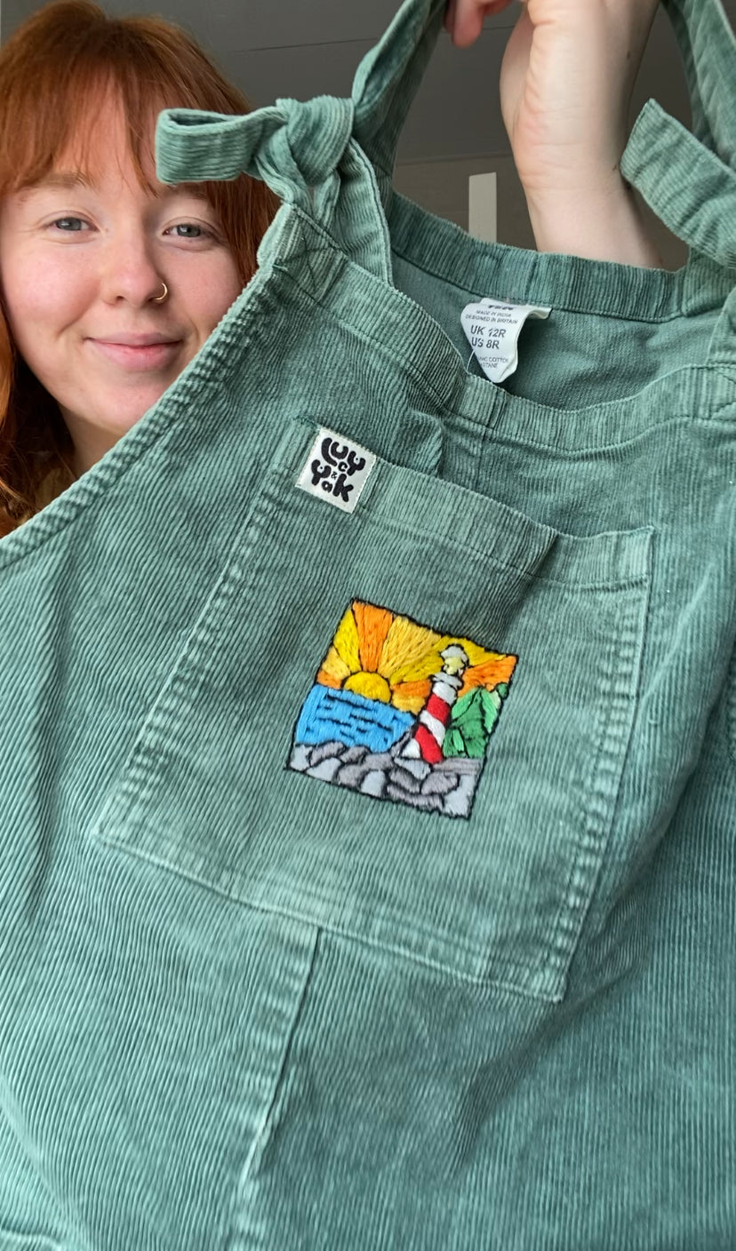 Dungarees upcycled tote bag