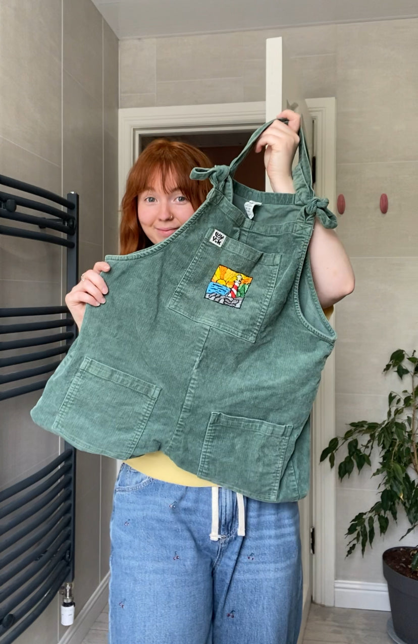 Dungarees upcycled tote bag
