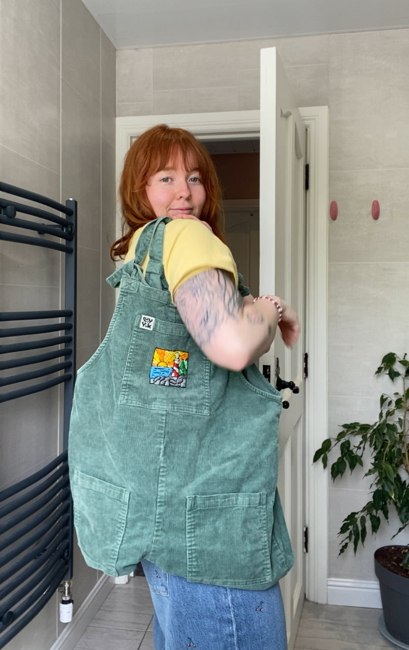 Dungarees upcycled tote bag