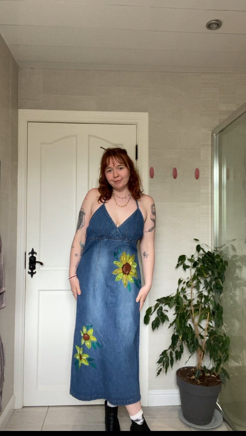Halter neck denim dress