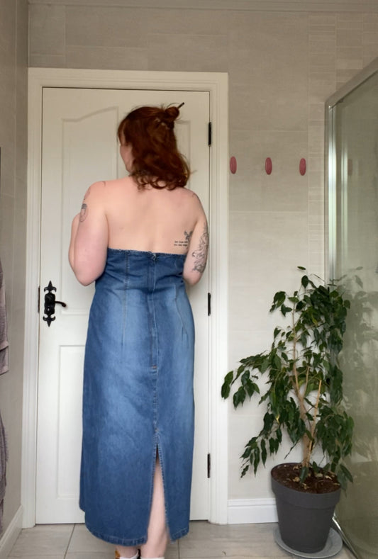 Halter neck denim dress
