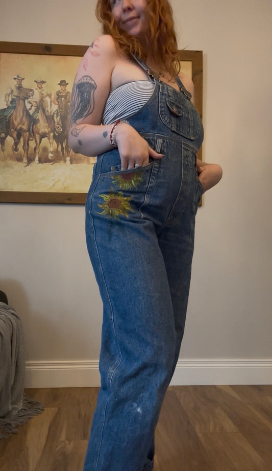 Vintage Denim Dungarees hand painted