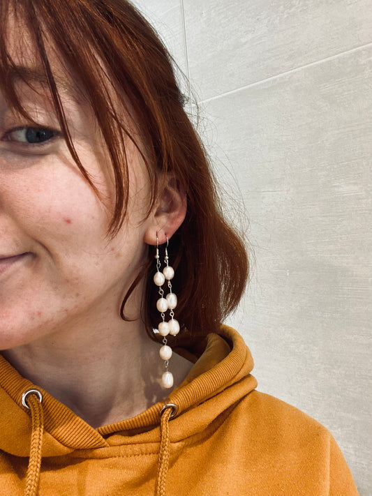 3 Pearl Dangly Earrings